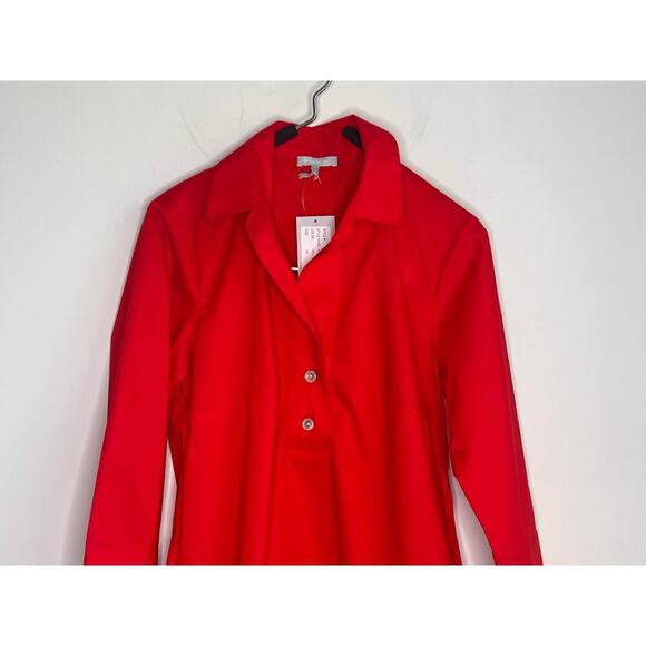 Hinson Wu Aileen 3/4 Sleeve Button Back Shirt Dress Poppy Red Womens Size XS NWT - Picture 4 of 11